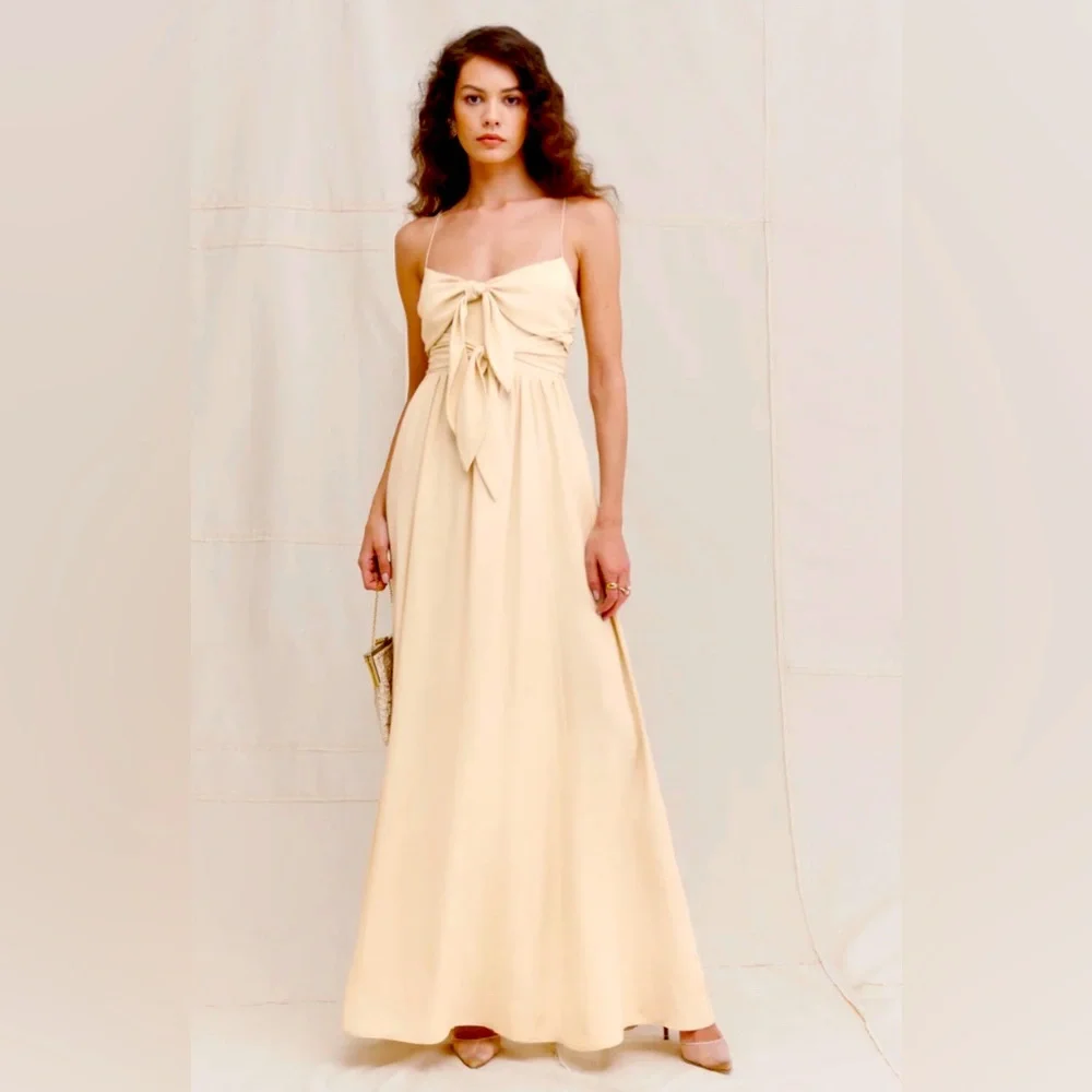 Reformation Carrara Silk Crème Gown size 12 NWT - Picture 1 of 6